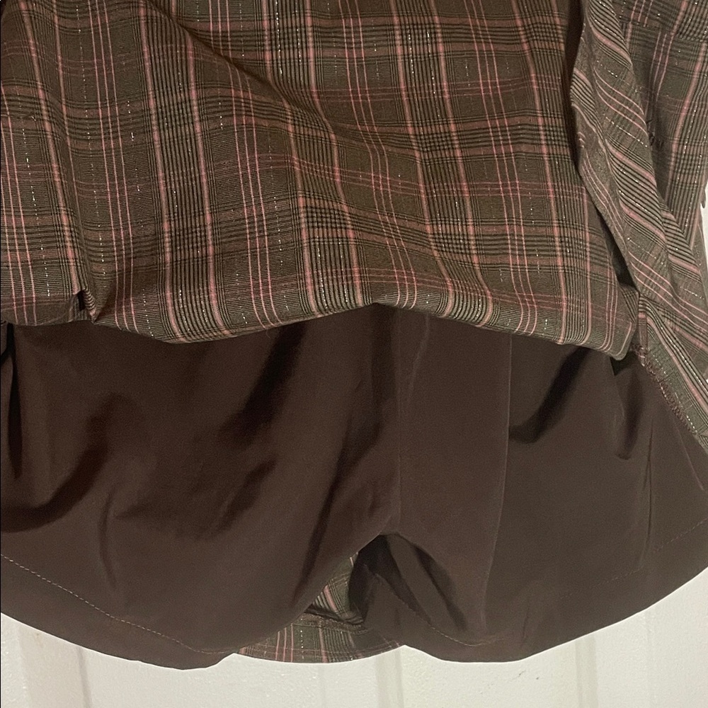 TEHAMA Checkered Mini Skort Brown and Pink - Picture 5 of 5